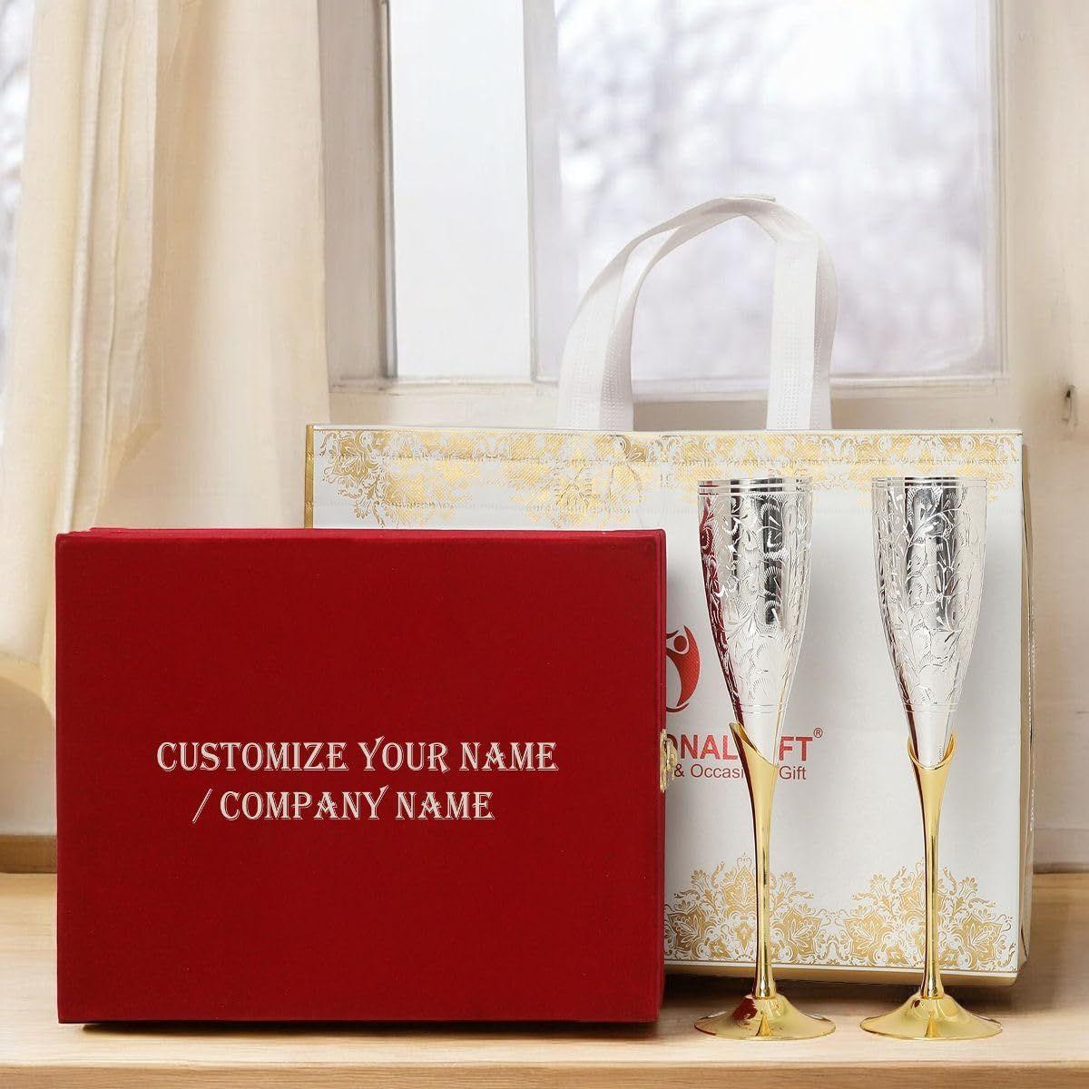 

Бокал для вина из нейзильбера/Набор бокалов для вина 2 штуки Стекло | Бархатная коробка и сумка для переноски