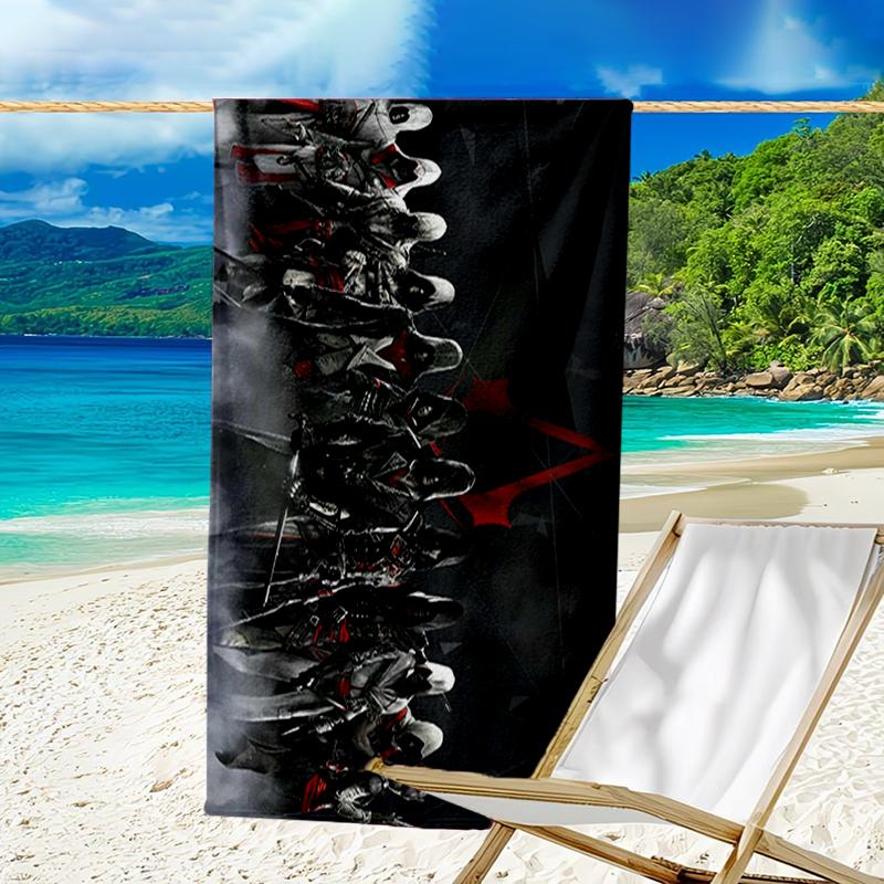 Ultra-Soft Beach Towel with Assassin's Creed Theme,Ideal for Pool - Camping, Diving - Perfect Travel Essential, Vibrant Beach Towel.