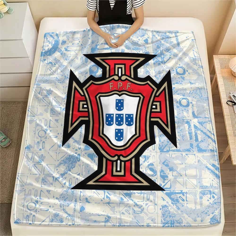Coperta in Flanella Stampata Calcio Portogallo, morbido plaid per camera da letto divano, lavabile, merchandising tifoso di calcio, ottimo regalo.