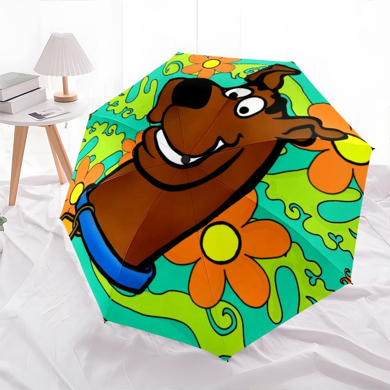Courage the Cowardly Dog and Scooby-Doo  Pattern, Automatic Folding Umbrella, Portable and Foldable Design, 8 Ribs, a Christmas or Birthday Gift.