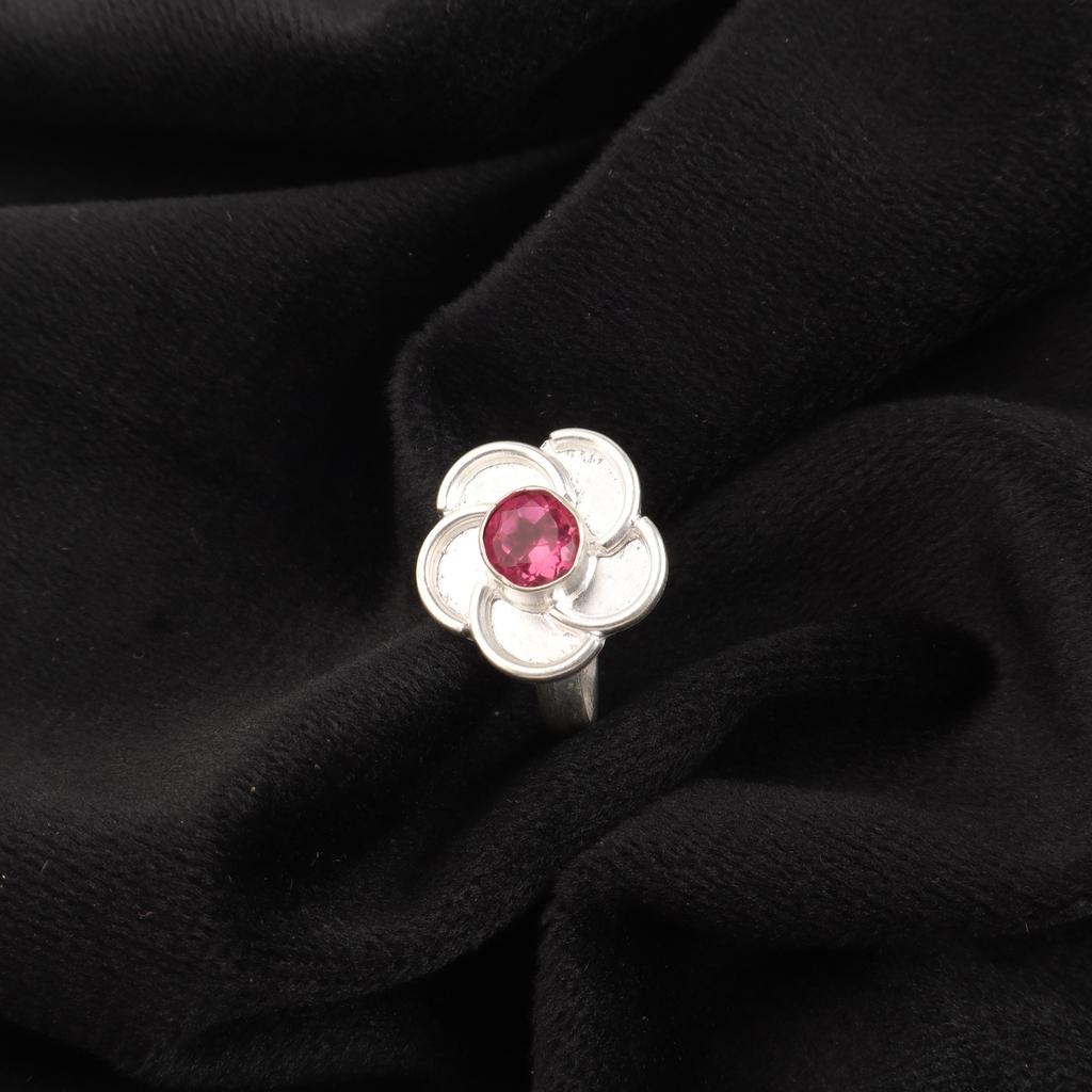 Pink Tourmaline Gemstone Ring, Handmade 925 Solid Sterling Silver Jewelry, Meditation Ring Jewelry For Women