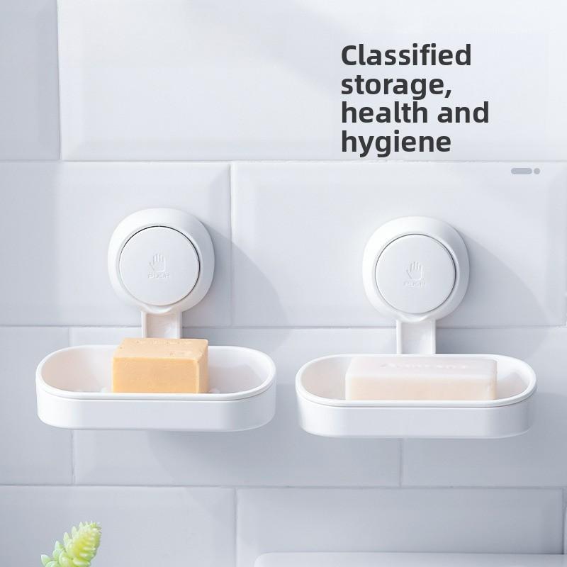 Bathroom No Punching Soap Box Suction Cup Wall Mounted Toilet Wash Household Drain Shelf