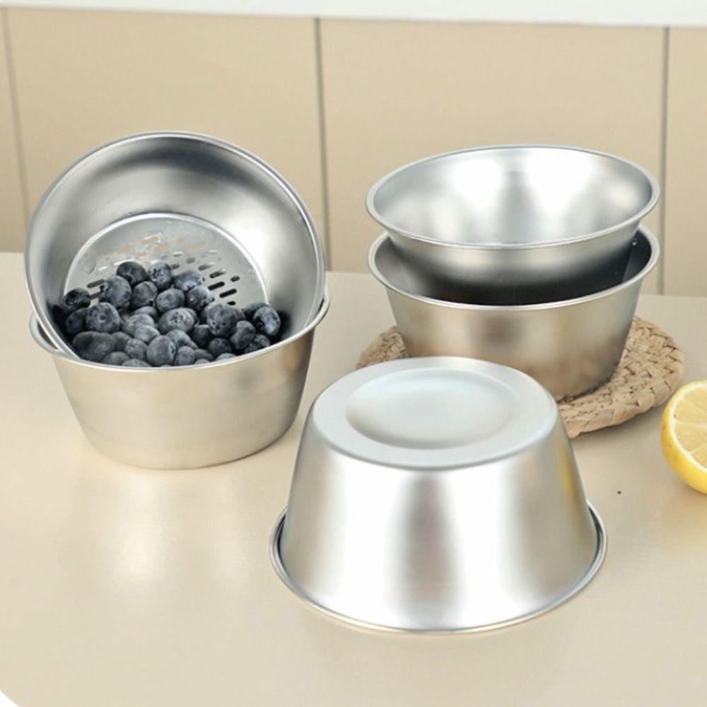 2Pcs/Set Stackable Rice Colander Stainless Steel Rice Wash Filter Basin  Prepare The Food