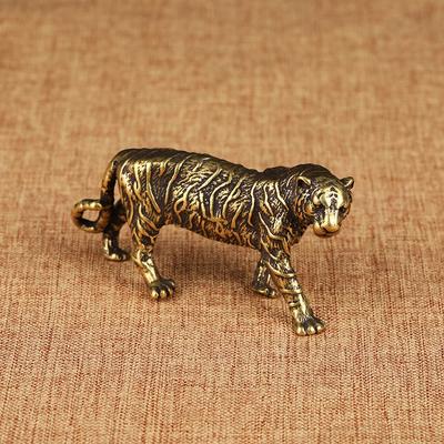 Solid Brass Big Tiger Figurines Ornaments Pure Copper Animal Tigers Model Statue Miniatures Desk Decorations Vintage Home Decor