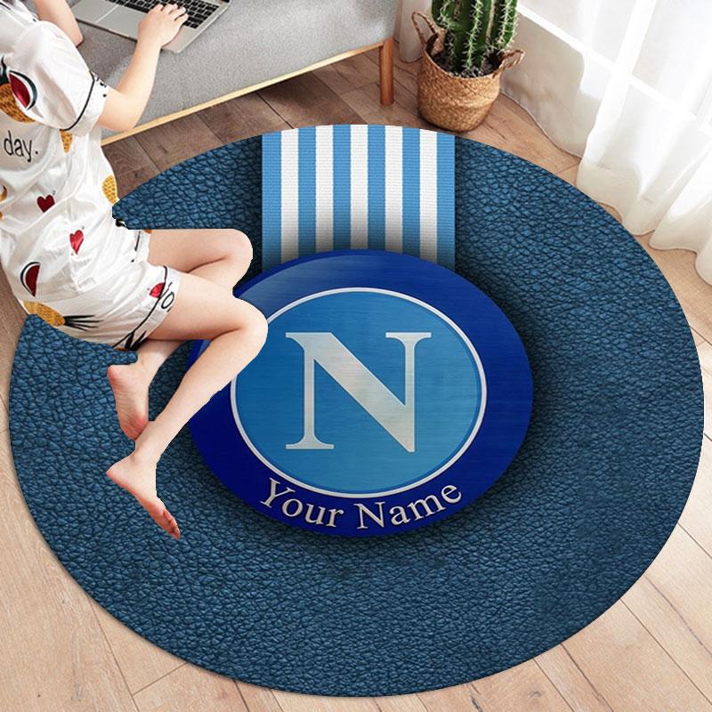 SSC Napoli Custom Name Round Area Rug,Carpet Rug for Living Room Bedroom Sofa Playroom Decor,Non-slip Floor Mat