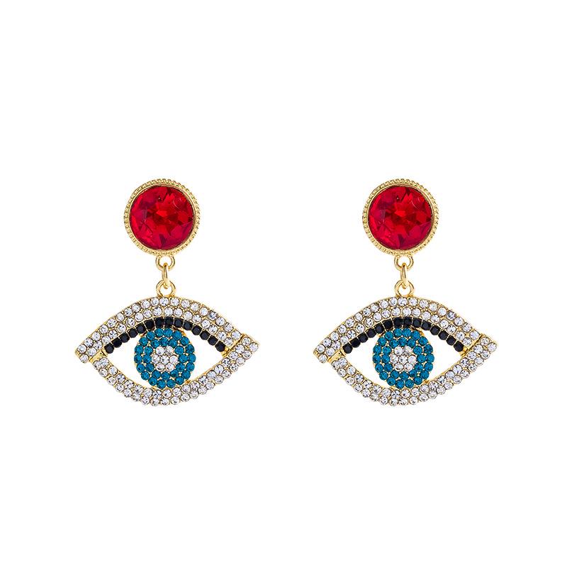 Devil's Eye Drip Oil Alloy Earrings: Trendsetting European & American Street Style
