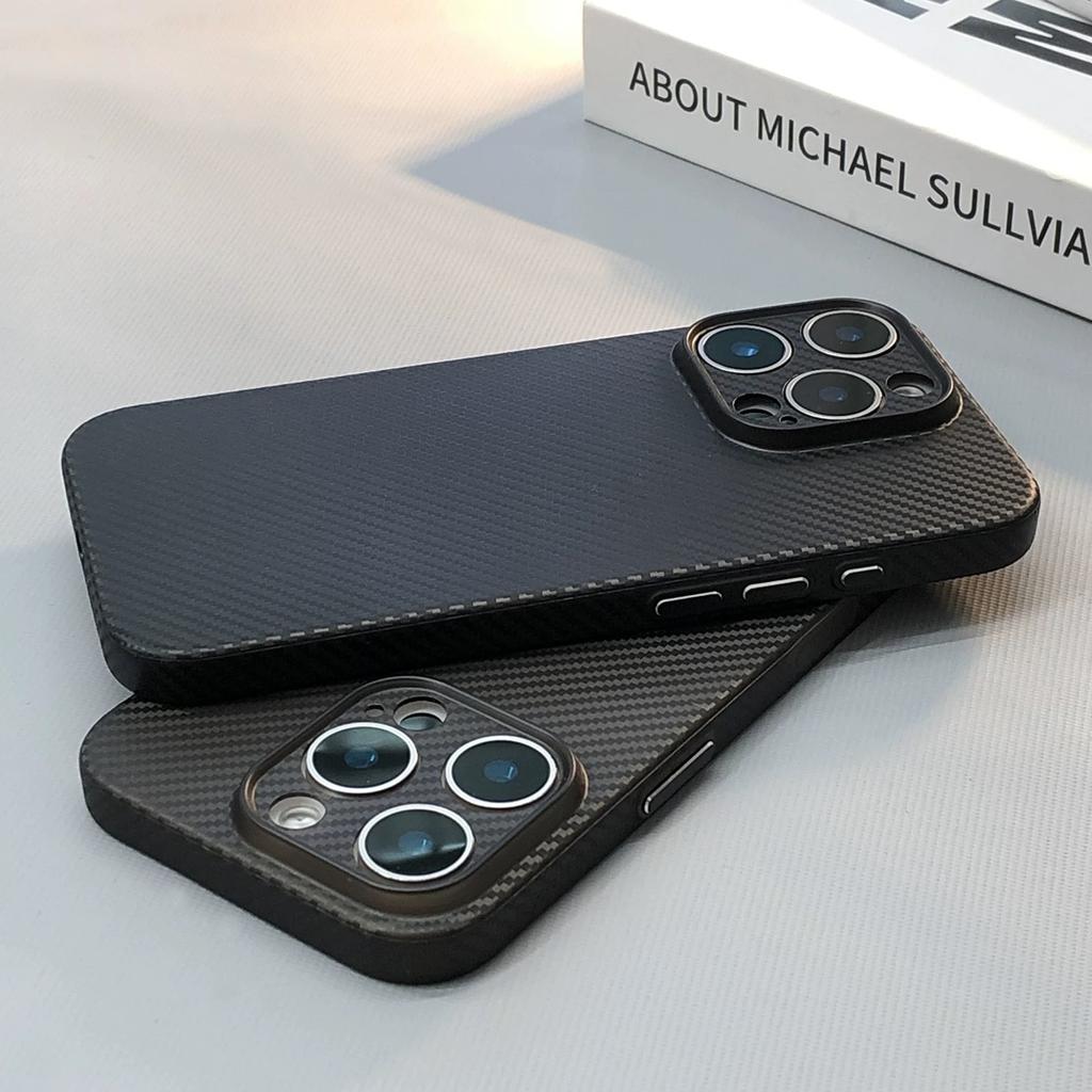 Transparent Carbon Fiber Pattern Case For iPhone 16 15 14 13 12 Pro Max Plus 16E Ultra Thin Cooling Matte Slim Shockproof Cover