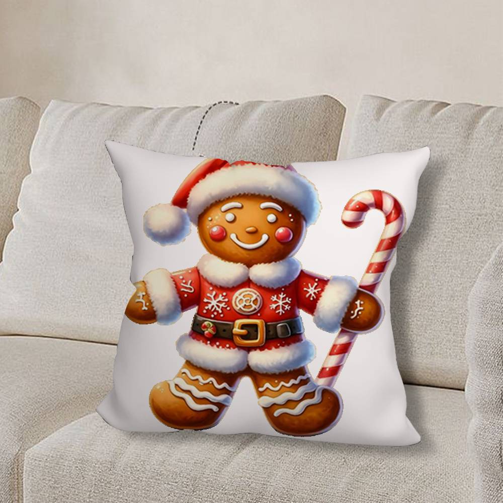 Christmas G-gingerbread Art Pillow Case Sofa Living Room Bedroom Headboard Backrest Cushion Square Cushion Nap Time