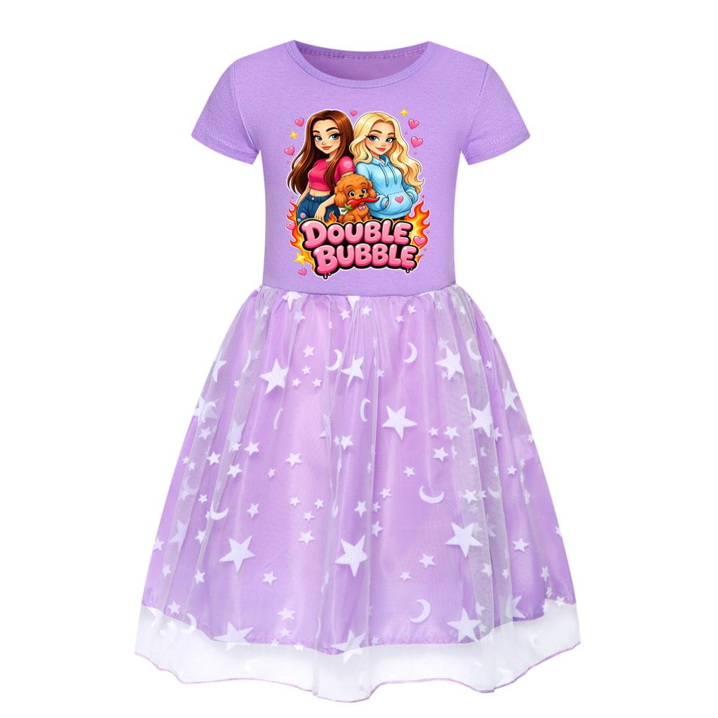 Girls Printed Star Skirt Rainbow Lace Dress 5902