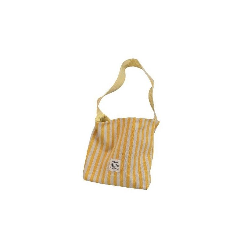 Trendy Yellow Striped Canvas Shoulder Bag For Women Fashionable Versatile Tote