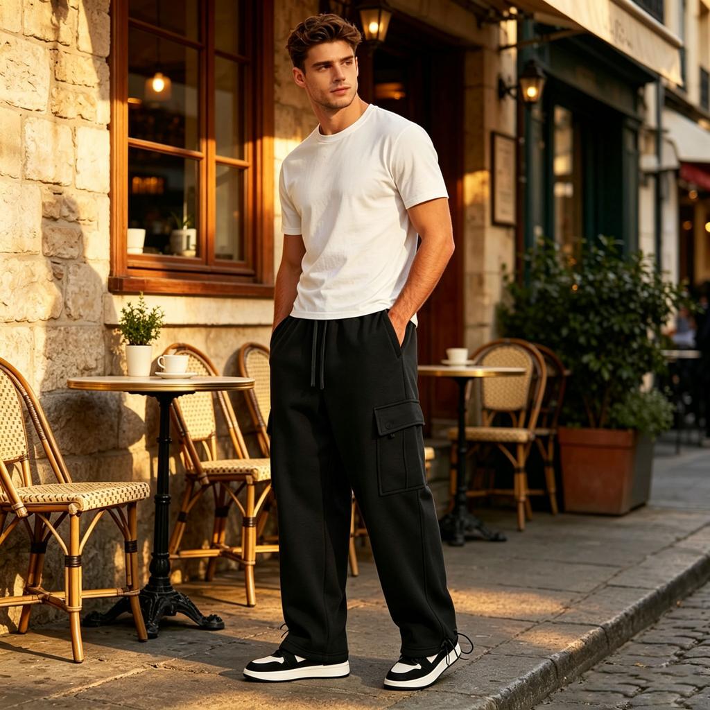 Men's Casual Cargo Pants with Multiple Pockets Loose Fit for Everyday Wear