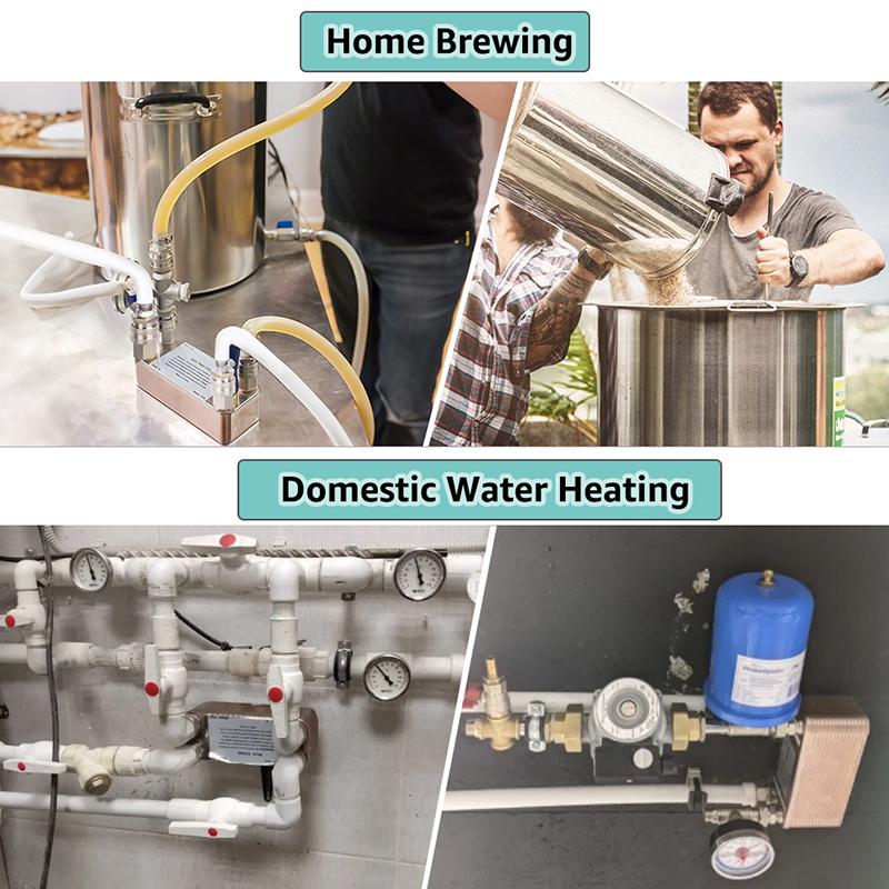 Raffreddatore per Mosto Birra Fatto in Casa, Scambiatore di Calore a 30 Piastre Raffreddatore per Birra Controcorrente, Riscaldamento a Pavimento Saldato a Brasatura di Rame