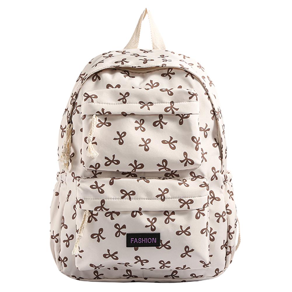 Bow Print School Backpack Preppy Bookbag Laptop Bag for Teen Girls