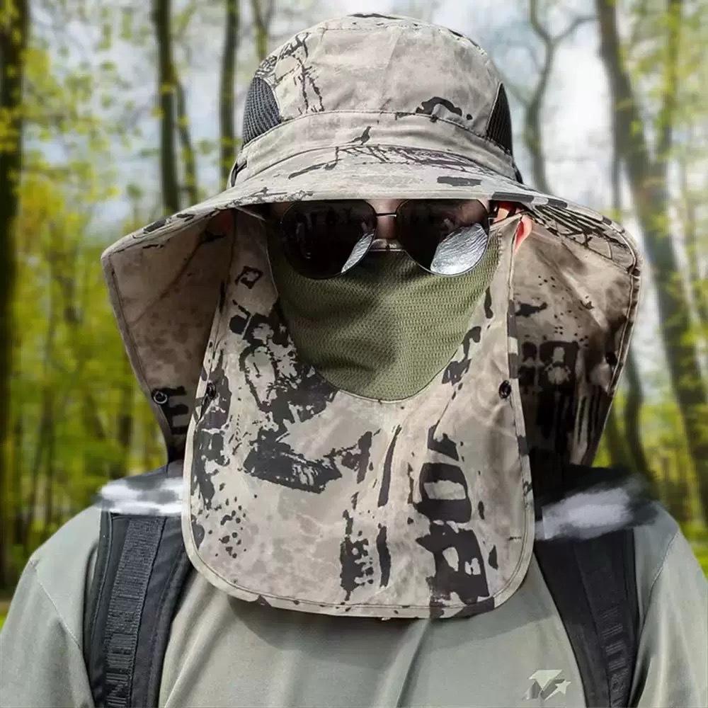 Zomerzon Hoed Visserij Pet Mannen Buiten Wandelen Visser Hoed met Nekbescherming Zonbescherming