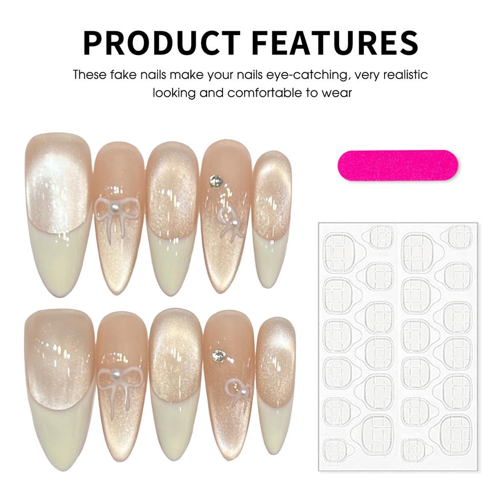 10PCS Simple Style Fake Nails with Cat Eyes with Zero Pressure On the Nail Bed Design for Manicure Lovers and Beauty Bloggers