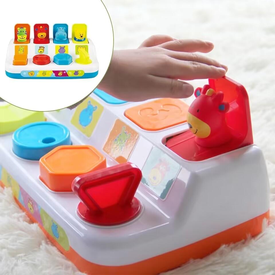Interaktivní Pop Up Zvířátka Hračka Peekaboo Spínač Tlačítko Krabička Poklad Překvapení Krabička Hra na Schovávanou Dětská Raná Vzdělávací Logická Hra