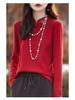 Women's Plus Size Embroidered Stand Collar Long Sleeve Warm Shirt for Autumn/Winter