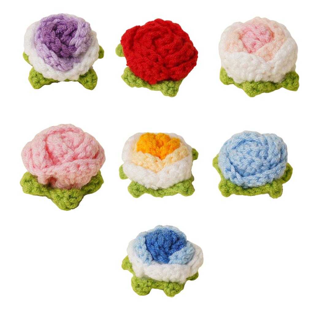 Knitted Flowers Smal Flowers Finished Handmade Flowers Artificial Flowers Crochet Flowers for Hair Clothes Decoration