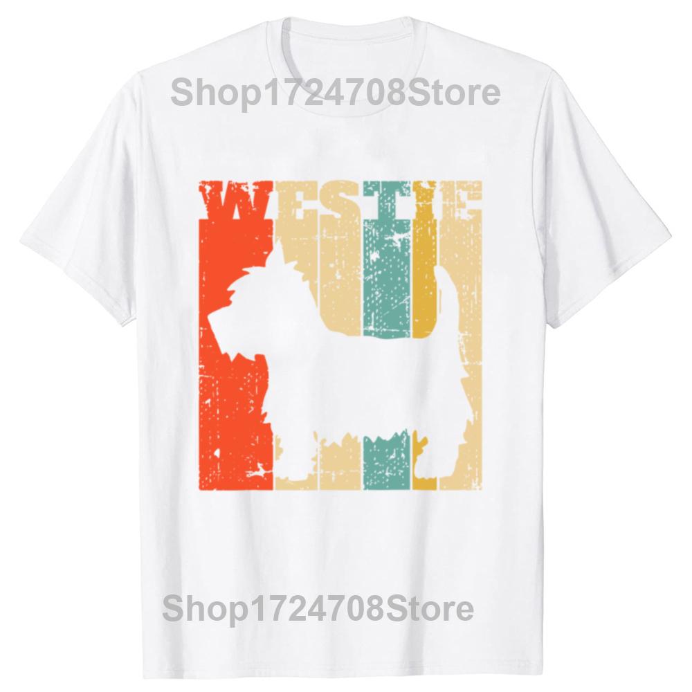 West Highland Terrier Westie Retro Vintage T Shirts Streetwear Short Sleeve Birthday Gifts Summer Style T-shirt Mens Clothing