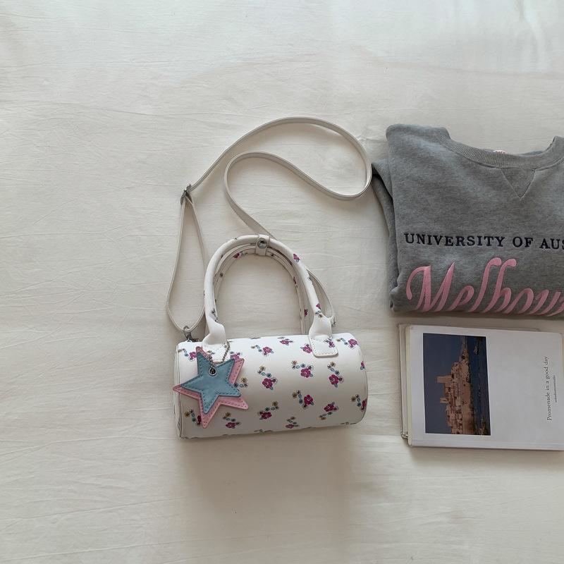 

New Floral Print Top Handle Bag Cute Bost Fashiable and Versatile Shoulder Bag Casual and Simple Crossbody Bag for Women белый