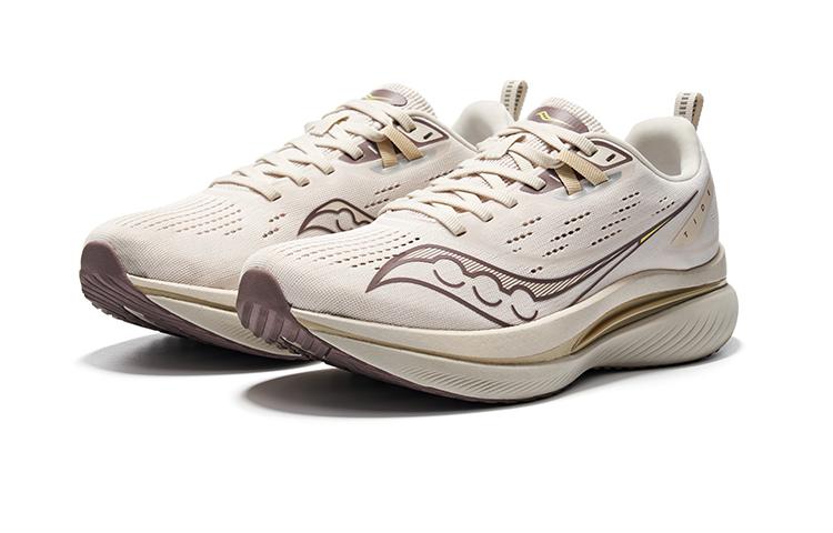 Men's Sneakers Saucony Tide Cushioning, Wear Resistant Low top Running Shoes Unisex Beige Coffee Caffeine
