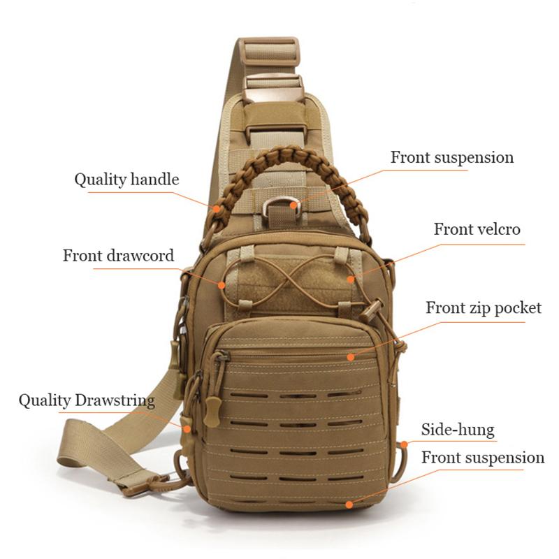 Men's Outdoor Chest Bag Camouflage Shoulder Bag Single Shoulder Backpack 900D Oxford Mountaineering Camping Fishing Hiking Molle