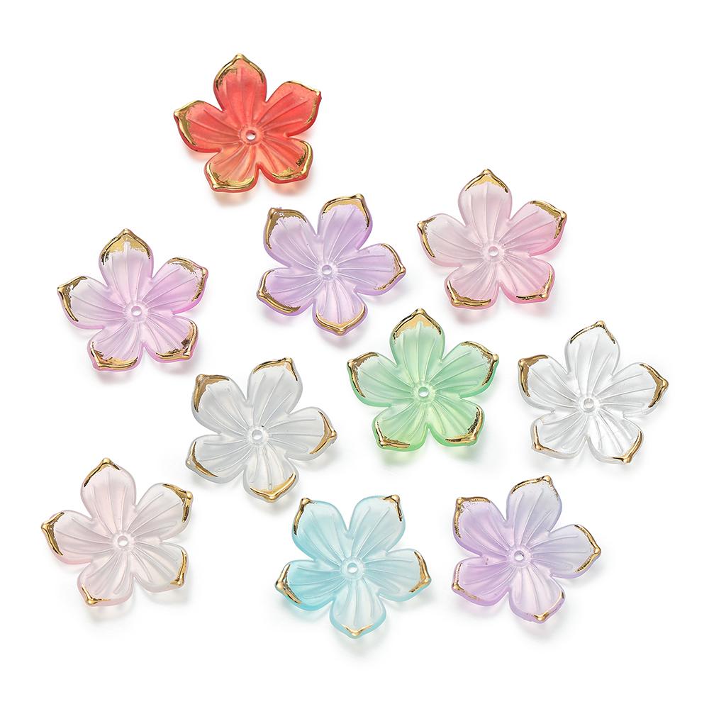 50pcs/Lot 23x24mm Acrylic Flower Beads Petals Charm Connectors DIY Earrings Hair Jewelry Making Acessories Supplies