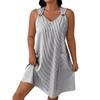 Women's Fashion Casual Skirt With Round Neck Pocket Striped Suspenders