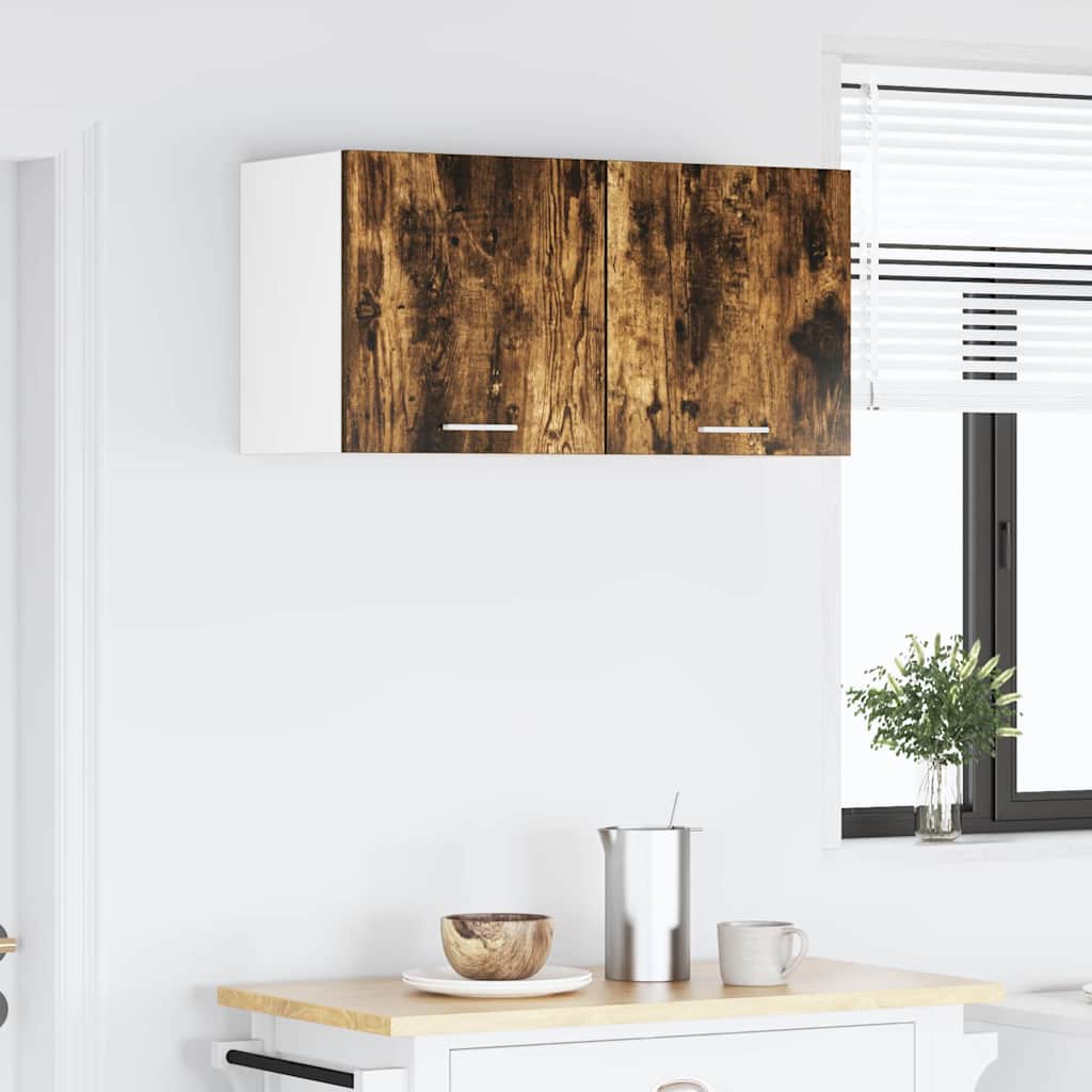Wall Mounted Cabinet 2 Pcs Smoked Oak and White 40 X 31 X 40 Cm