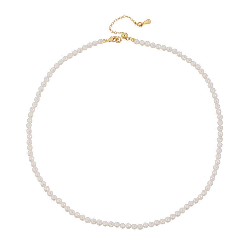 GEMCHIC Women s Minimalist French Style Glass Bead Necklace, Elegant Pearl Choker for Daily Wear and Parties