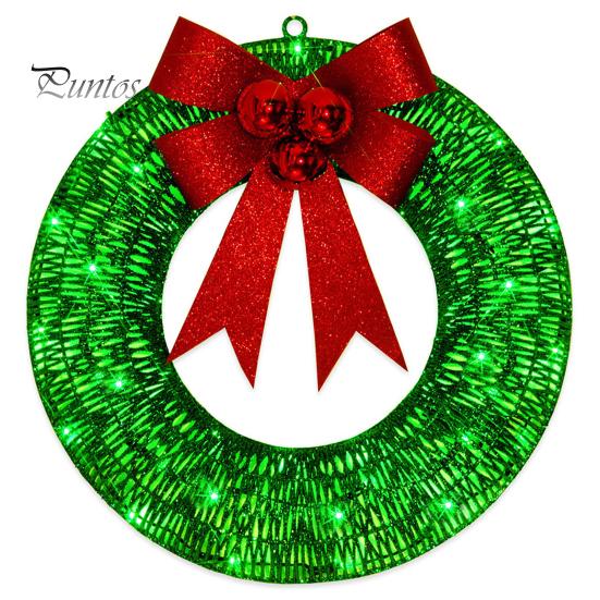 

Дверной подвесной знак, Рождественский металлический венок, светящийся светодиодный светильник, создающий праздничную атмосферу, привлекательное украшение, гирлянда 50cm зелёный