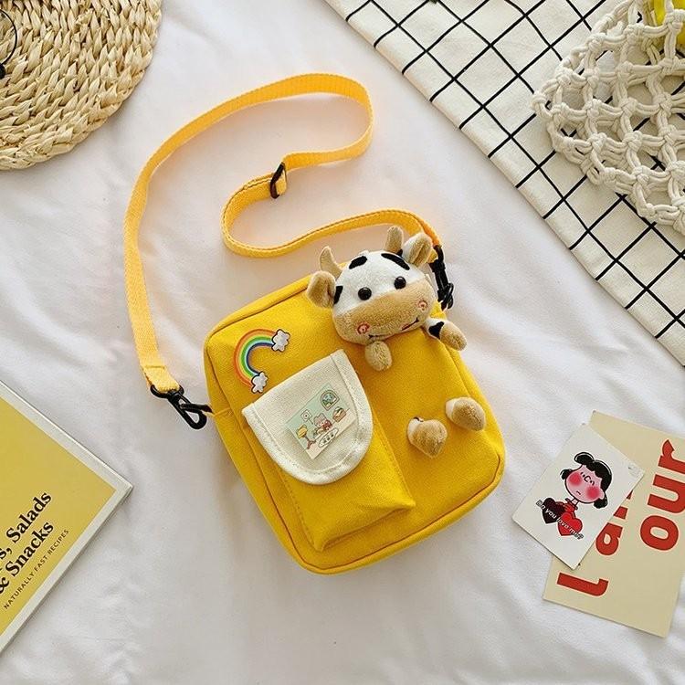 Stylish Nylon Crossbody Bag For Girls In Fresh Sweet Colors Cute Bear Motif