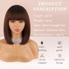 LISI HAIR Peruca curta e reta com franja na altura dos ombros, peruca sintética natural de uso diário, cor marrom escuro, bob