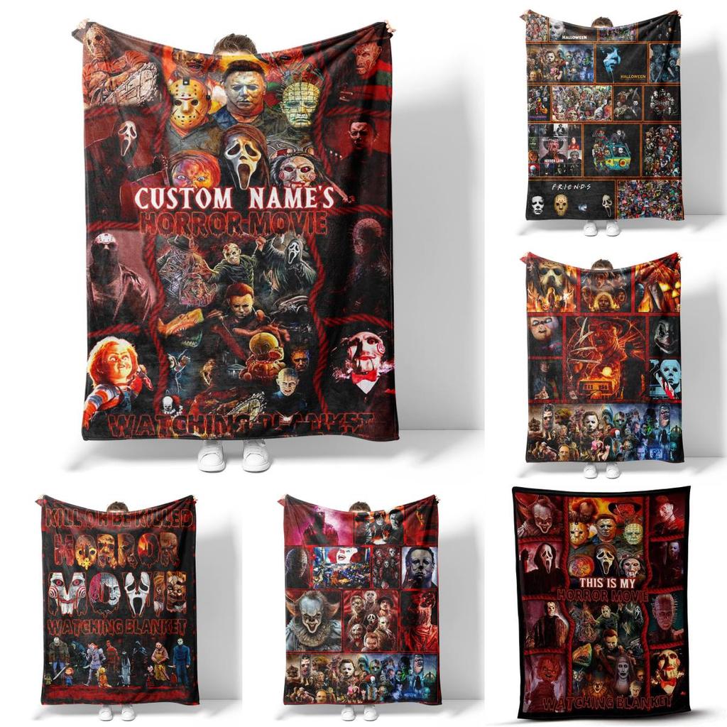Horror Movie Watching Blanket Halloween Decorations Soft Home Warm Bedspreads