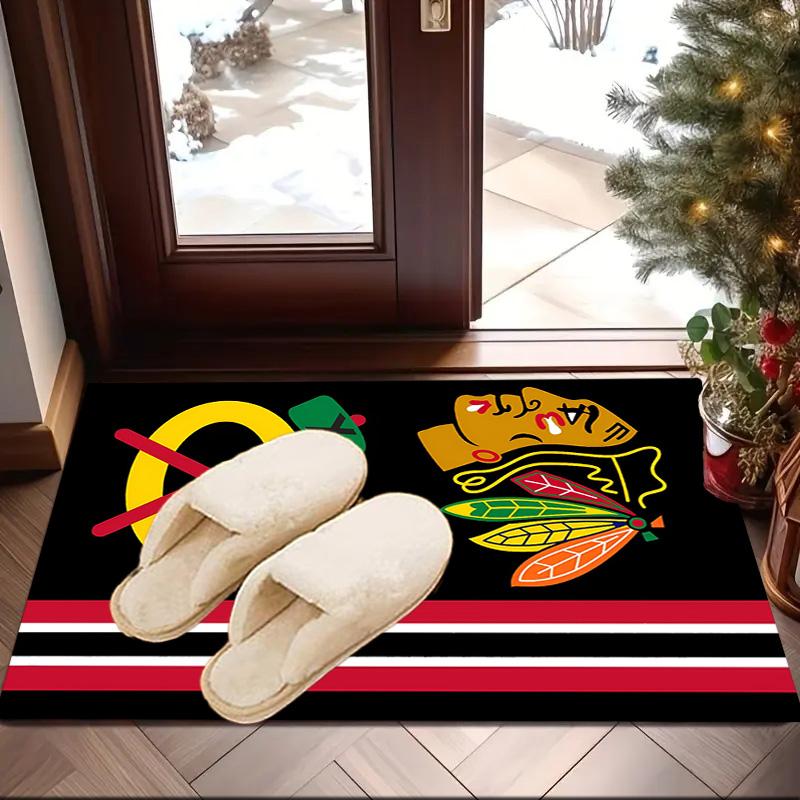 Chicago-Blackhawks Logo Bereichsteppich Geeignet für Innen- und Außenbereiche, Teppiche für Küchen, Häuser, Büros, Wohnzimmer, Heimdekoration, Weihnachtsgeschenk