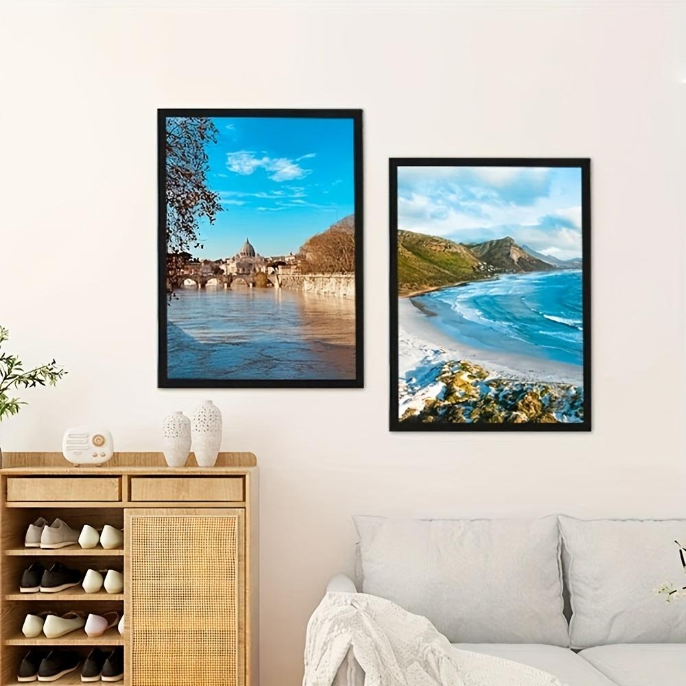 Set of 3 Magnetic Wall Frames - Self-Adhesive, Vertical Photo & Document Display, Matte B/W