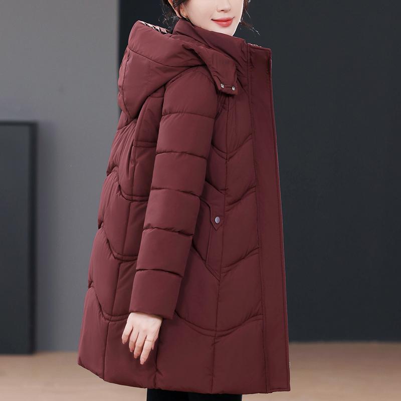 Middle Age Winter Long Coat Female Plus Size Parkas Hooded Elegant Thick Warm Woman Jackets