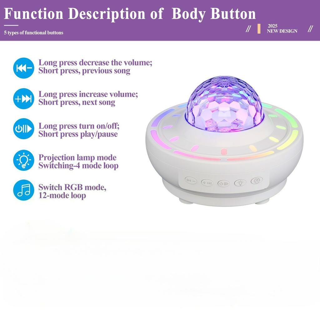 Starry Sky Projection Light with Remote Control Bluetooth Speaker Bedroom Atmosphere Lamp Children's Gift
