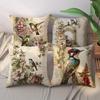 Vintage Bird And Flower Romantic Floral Pillowcasebedroom Living Room Sofa Home Decor Polyester Cushion Cover With Zipper