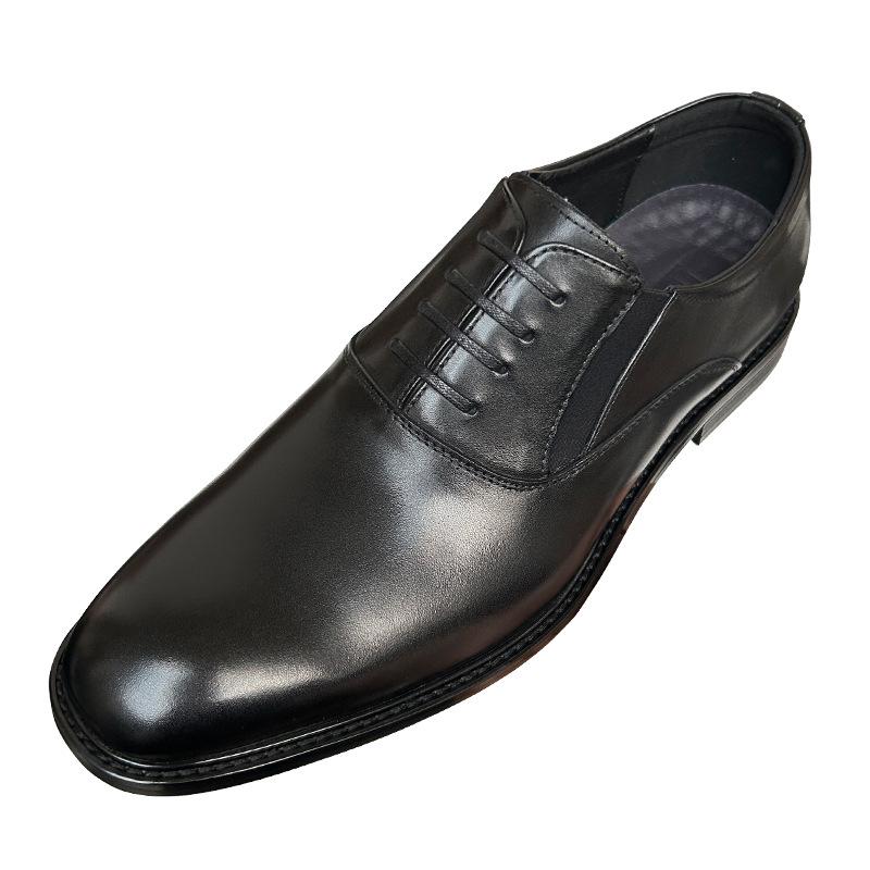 High-End Leather Shoes Men'S Foot-Fitting Business Dress Leather Breathable Suit Work Shoes One Pedal Men'S Leather Shoes Wooden Root