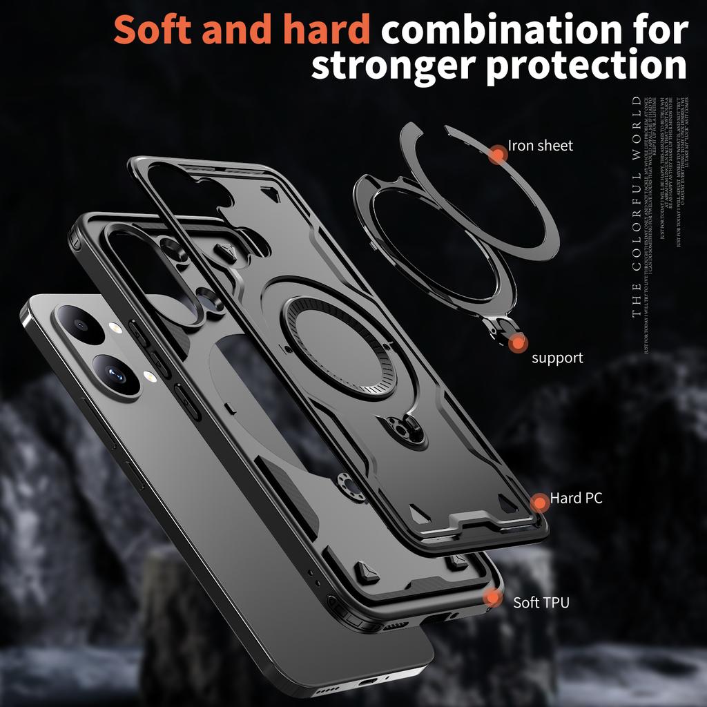 Armor Shockproof Case For Xiaomi Poco X8 Pro Max Redmi Turbo 5Max 360° Rotating Magnetic Stand TPU Plastic Phone Cover Fundas