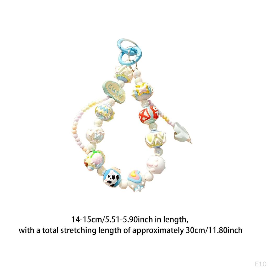 Beaded Keychain Bracelet Key Ring Decorative Women Party Favors Wristlet Hanging Ornament Keyring