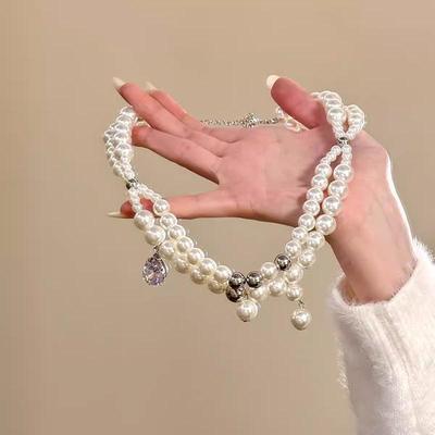 Elegante Collana di Perle a Goccia d'Acqua con Intarsi di Zirconi: Catena per clavicola di lusso leggero di alta gamma