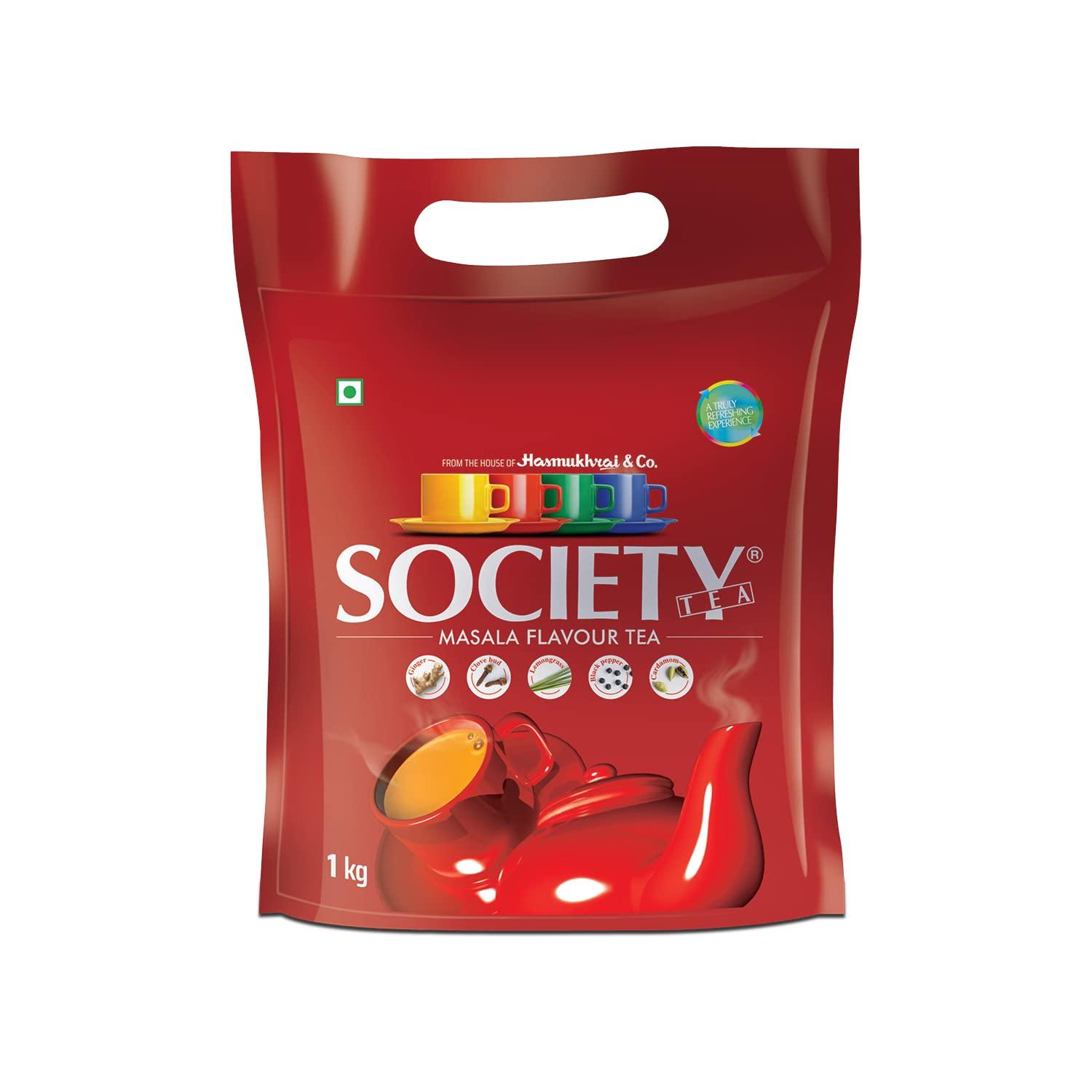 

Society Tea Masala Chai 1 kg Pack of 1 | Classic Assam Tea with Cardamom Ginger Cloves Black Pepper Lemongrass | Refreshing All Natural Beverage