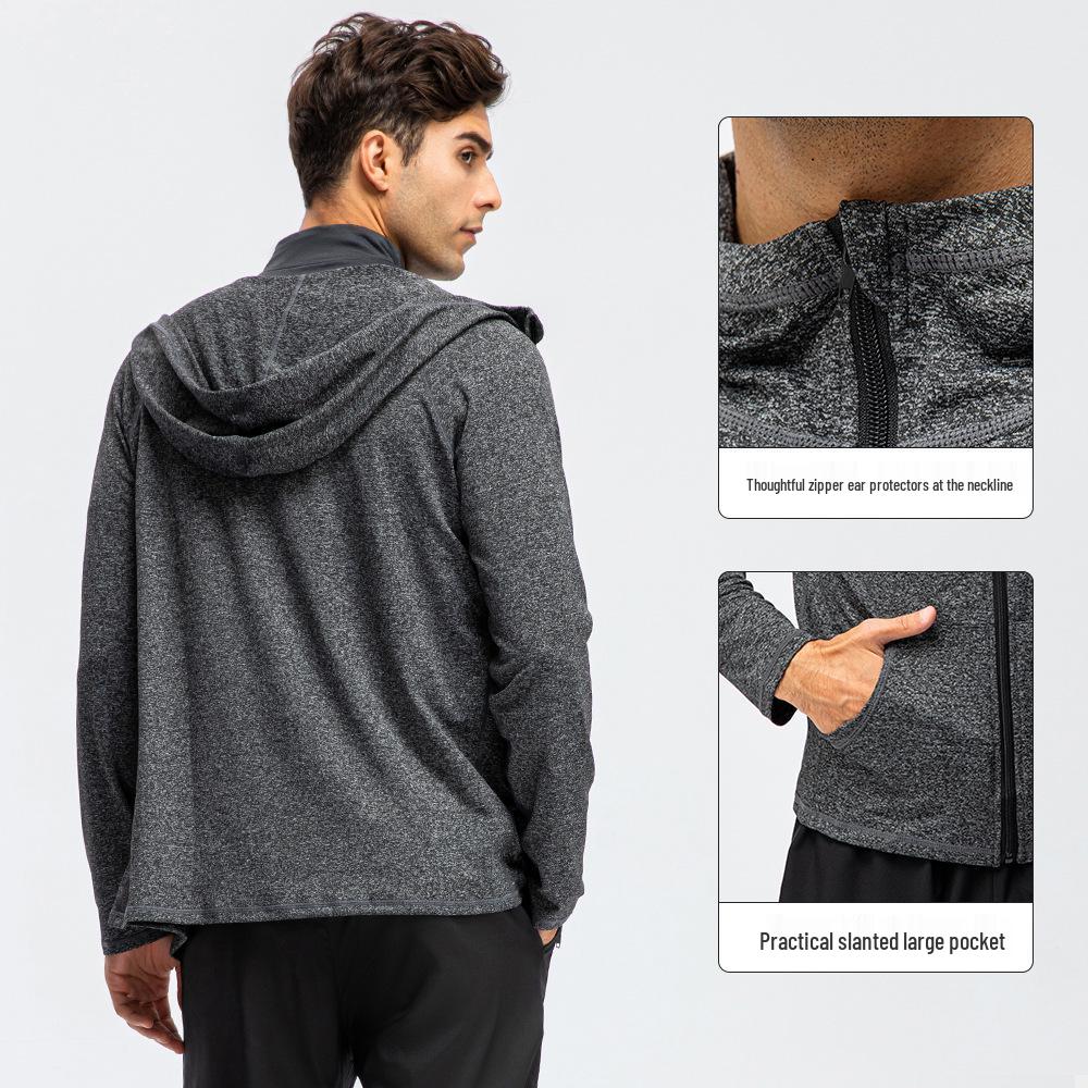 Men's Quick-Dry Long Sleeve Sports Hoodie for Running & Training - Autumn/Winter