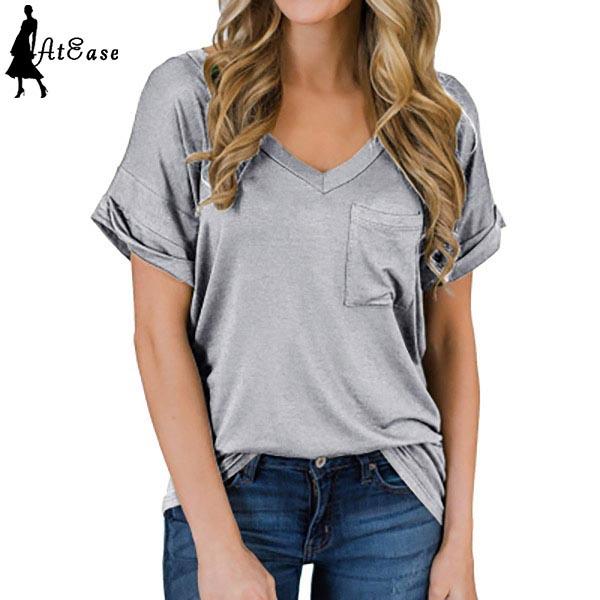 women's v neck t shirt with pocket