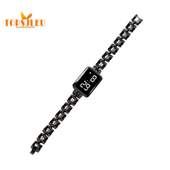 

Женские часы со светодиодной подсветкой изысканного мастерства: Квадратный циферблат, цифровой дисплей, сенсорное управление, точное время — стильный ювелирный аксессуар чёрный