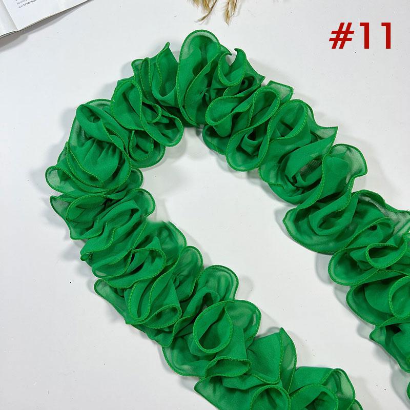 10 Yards 10cm Width Pleated Chiffon Tulle Lace Trim Ruffled Lace Fabric Applique Ribbon Trim Edge For DIY Sewing Dress Curtain