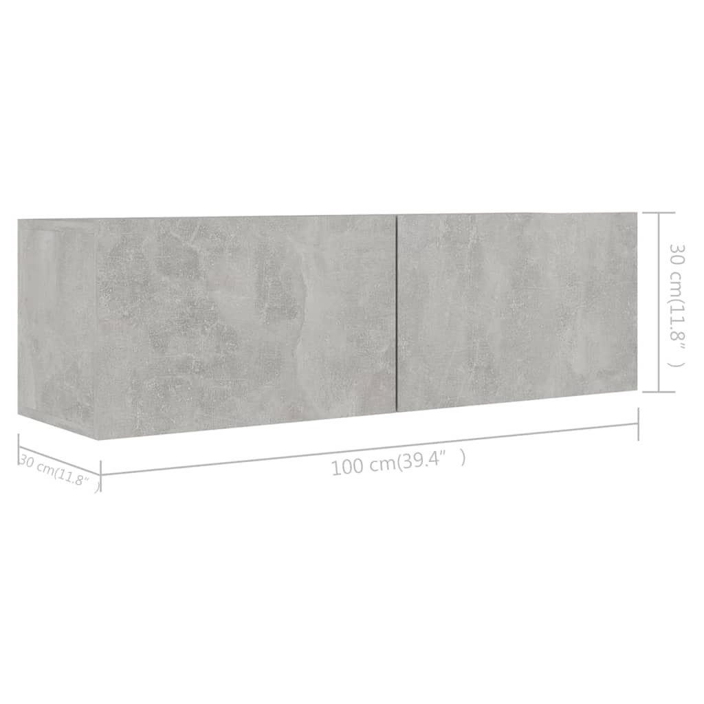 Vidaxl 5-Cz. TV Cabinet Set, Concrete Gray, Board