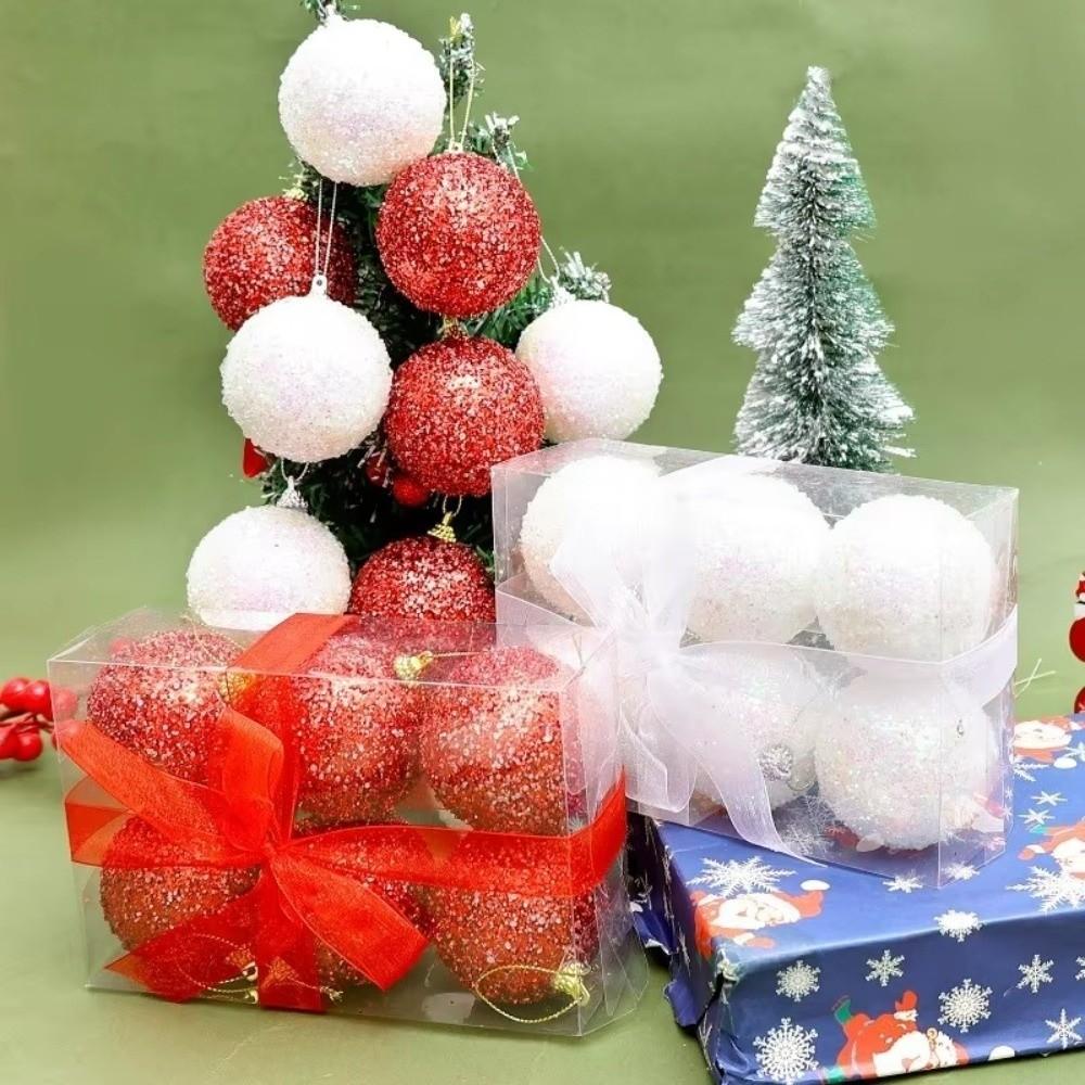 3Pcs 8cm Christmas Glitter Balls Gold Sparkling New Year Christmas Ball Ornaments DIY Xmas Tree Hanging Pendants Party Ornaments